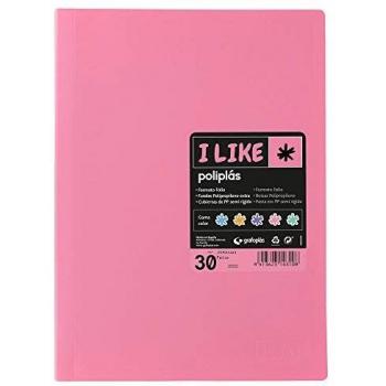 Grafoplás 1471353. Carpeta de Fundas, Tamaño Folio, 30 Fundas Soldadas, Color Rosa, Poliplás I Like