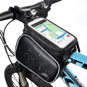 Bolsa de Bicicleta, Hihill Bolsa Manillar Bicicleta, Impermeable y Portátil Bolsa Móvil Para Tubo Superior de Cuadro de Bicicleta Adecuado con iphone X/ 8 /7 /6 & Plus, Samsung Galaxy Teléfono Móvil de Hasta 6 Pulgadas, Negro