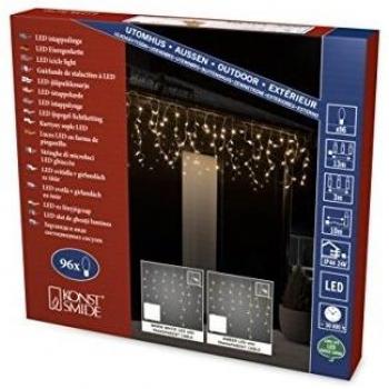 Cortina de luces LED Lluvia Helada Konstsmide 96 Diodos Ámbar para Exterior 24V