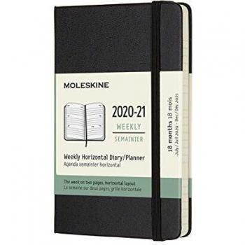 Agenda Moleskine 2020/2021 Semanal Horizontal Pocket Tapa Dura Negra 18 Meses
