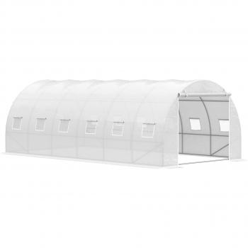 Invernadero de Túnel 6x3x2 m con Puerta Enrollable 12 Ventanas Cubierta de PE 140 g/m² y Metal Galvanizado