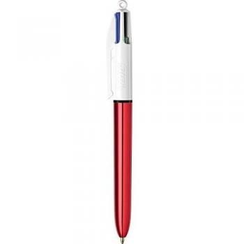 PACK 12 BOLIGRAFOS DE 4 COLORES SHINE 1MM CON CUERPO ROJO METÁLICO BIC 964773