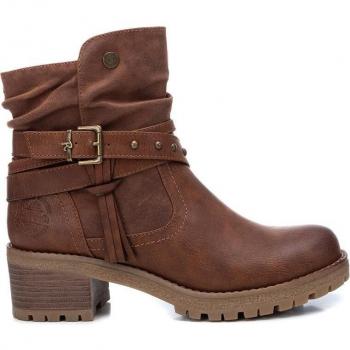 Refresh Botines Moteros Góticos para Mujer 072394, Color Camel, con Tacón de 5cm y Cierre de Cremallera - Tallas EU36 y EU38