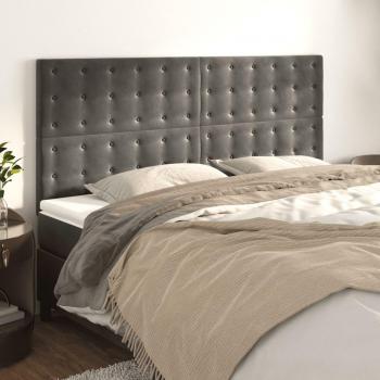 Cabeceros de terciopelo gris oscuro 100x5x78/88 cm - Set de 4 unidades
