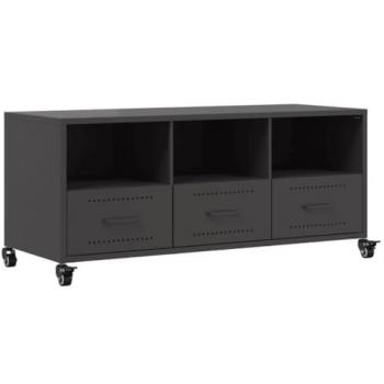Mueble de TV acero negro 100,5x39x43,5 cm, Soporte para TV, Mueble Multimedia, Armario Auxiliar