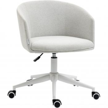 Vinsetto Silla de Oficina Ergonómica Giratoria Acolchada Altura Ajustable Reposabrazos Tejido de Lino 57x56x70-82 cm Gris Carga Máxima