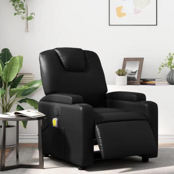 Silla de masaje reclinable eléctrica de cuero sintético negro Vidaxl