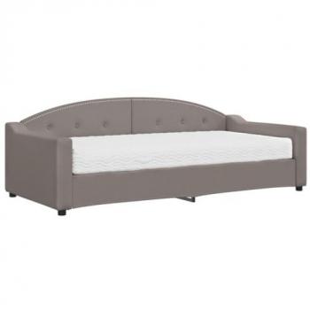 Sofá cama con colchón tela gris taupe 90x200 cm