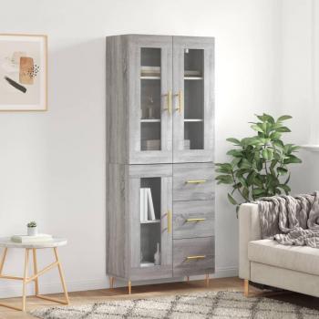 Aparador alto de madera contrachapada gris sonoma 69,5x34x180 cm