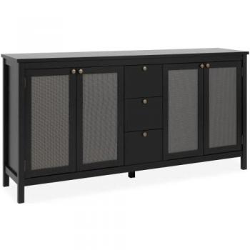 Buffet Cordoba 4 puertas y 3 cajones negro con enrejado L180 cm