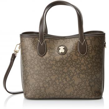 Tous Capazo Pequeño Kaos Mini de Lona, Bolso Bolera para Mujer, Marrón