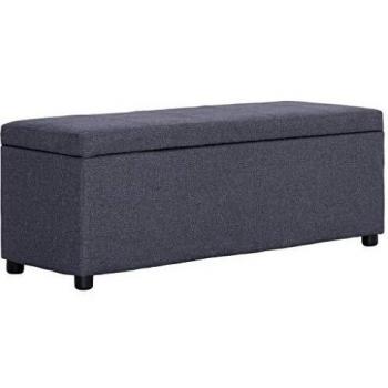 SengentoStyle Bankje met opbergvak 116 cm polyester donkergrijs