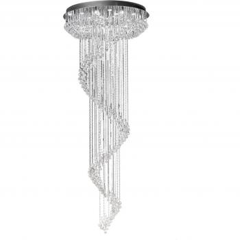 Colgante Colorado Multi-Spiral 24 luces Cromo pulido / Cristal