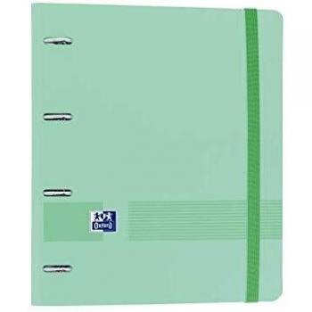Oxford, Archivador 4 Anillas A4+ Plástico Polyfoam con Goma, Incluye Recambio Cuadrícula 5x5 con 5 Banda Color. Color Mint