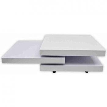 vidaXL Mesa de Centro Cuadrada Moderna con 3 Niveles Blanco con Brillo Mesita