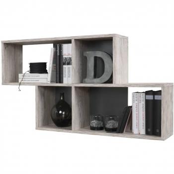 Estantería de pared con 4 compartimentos color roble arena FMD Marrón, tablero aglomerado recubierto de resina de melamina, imitación de roble arena/antracita, dimensiones 100,0 x