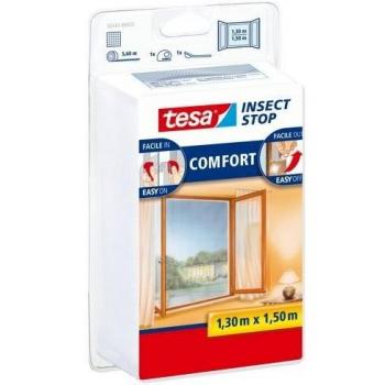 tesa Insect Stop Malla Mosquitera COMFORT para Ventanas , Mosquitera Autoadhesiva con Cierre de Gancho y Bucle , Tela Antimosquitos , Blanca, 130 cm x 150 cm