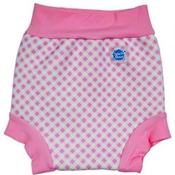 Splash About Happy - Pañal bañador para bebé rosa Pink Gingham/White Rib Talla:small