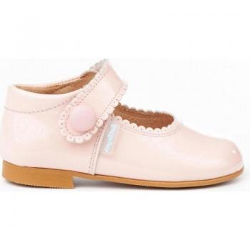 Zapatos tipo Merceditas para Niña Angelitos Modelo 1502 en Piel Rosa