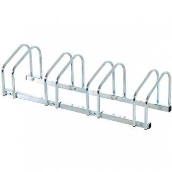 HOMCOM Aparcamiento para Bicicletas Soporte de Acero para 4 Bicicletas en el Suelo o Pared Estacionamiento para Interior y Exterior 110x33x27 cm Plata