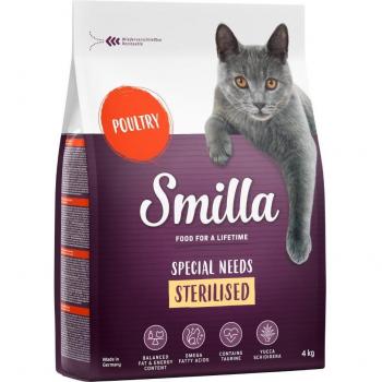 Smilla Adult Sterilised con ave - 4 kg: ¡Oferta especial de 3 + 1 gratis para tu gato!