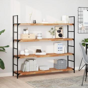 Estante flotante de madera de acacia maciza con acabado en aceite, dimensiones 160x30x4 cm, color marrón oscuro, ideal para oficina, estudio y dormitorio, mueble de almacenaje tipo estantería/librería