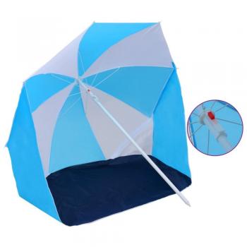 Sombrilla de playa azul y blanca 180 cm