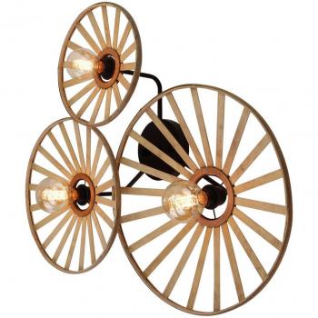 Aplique de pared Evandor, color natural, bambú, 3 luces E27