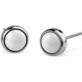 Pendientes de acero inoxidable plateados con cerámica blanca Bering Arctic Symphony 701-15-05 para mujer