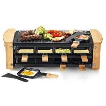 Raclette KitchenChef KCWOOD.8RP 1200W para 8 personas con grill y acabado en madera