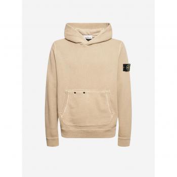 Stone Island Beige Hoodie with Compass Logo for Men, Size L