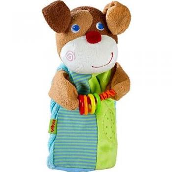 Títere de Mano HABA - Perro Músico con Sonidos y Anillos de Golpeo - 27 cm