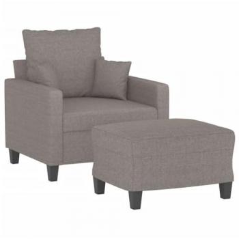 Sillón con reposapiés Torora 60 cm en tela gris taupe
