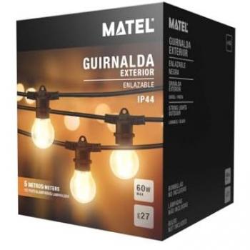 Guirnalda Enlazable E27 Matel 5 Metros IP44 10 Portatubos