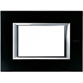 Placa Axolute 3 Módulos Vidrio Negro Noche HA4803VNN
