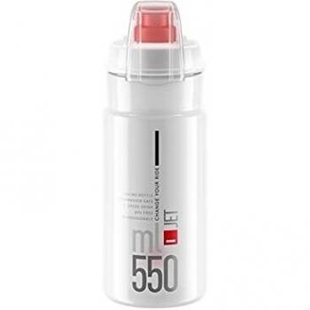 ELITE Bidon Jet Plus 550ml Blanco Logo Rojo, 550 ml, Unisex Adulto, Multicolor
