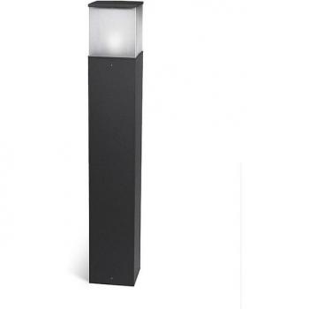 Bolardo Cubik E27 alto de exterior 90cm, aluminio y policarbonato, gris urbano claro, IP54