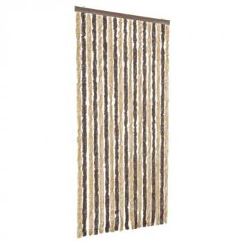 Cortina Antimoscas Chenilla 56x185 cm Color Marrón Oscuro y Beige