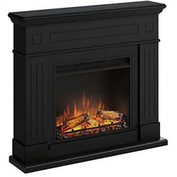 Chimenea Eléctrica Power Flame con Revestimiento Larsen Negro, 1500W, Programación de 7 días, Termostato Digital, Control Remoto (Negro Intenso)