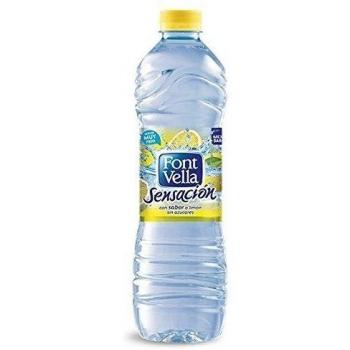 Font Vella Sensación Limón, Agua con sabor limón y lima sin calorías, 6 botellas de 1.25 litros