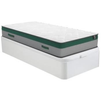 Cama 90 x 190 cm - Canapé abatible blanco + colchón de muelles ensacados - Prestige