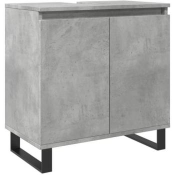 Armario de baño madera de ingeniería gris hormigón 58x33x60 cm