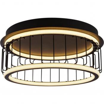 Plafón LED Cage Ø 40cm, Metal Negro, Diseño Contemporáneo, Luz Cálida 3000K