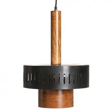 Lámpara de Techo Antorcha de Madera y Hierro Negra y Natural Ø 36x50 cm, 40 W