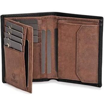 DONBOLSO® Cartera Wien I Billetera Grande de Hombre I Monedero de Cuero con protección RFID I Negro-marrón