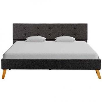 vidaXL Estructura de Cama Tela Somier Mobiliario de Hogar Casa Clásica Práctica Cómoda Moderna Robusta y Duradera Sin Colchón Gris Clara 140x200cm