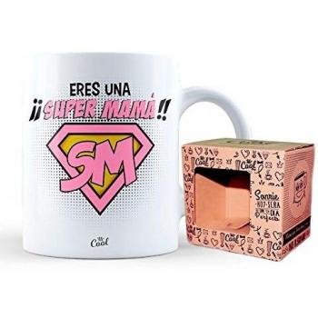 Mr Cool Taza en Caja Regalo en Mensaje Eres una Super Mama, Cerámica, Multicolor, 15x10x5 cm