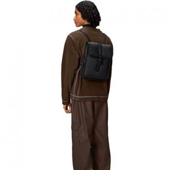 Rains Women's Black Puffed Micro Waterproof Backpack - One Size