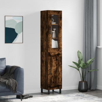 Aparador Moderno de Madera Contrachapada 34,5x34x180 cm con 1 Puerta y Cajón en Roble Ahumado