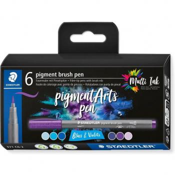 Rotulador Staedtler Pigment Brush 371 6 tonos azul